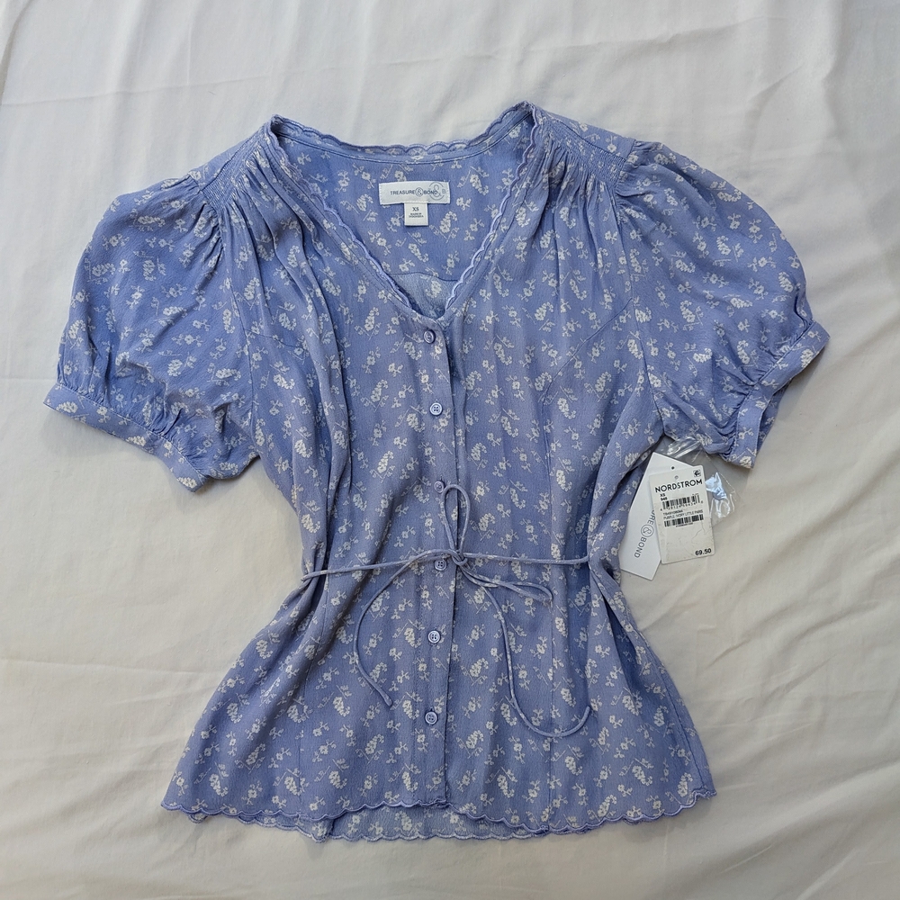 Nordstrom Lavender Floral Blouse